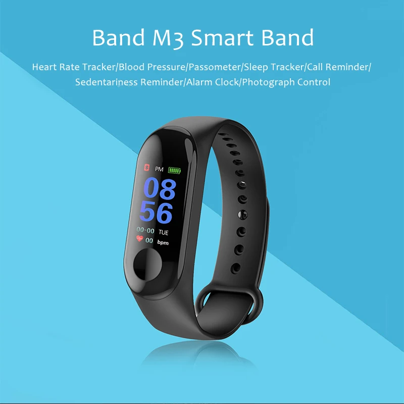 M3 Smart Bracelet Color-screen IP67 Wristband Fitness Tracker blood pressure Heart Rate Monitor band For Android IOS phone | Электроника