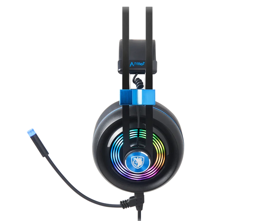Игровая гарнитура SADES Armor USB Realtek игровое аудио легкое RGB Освещение шумоподавление