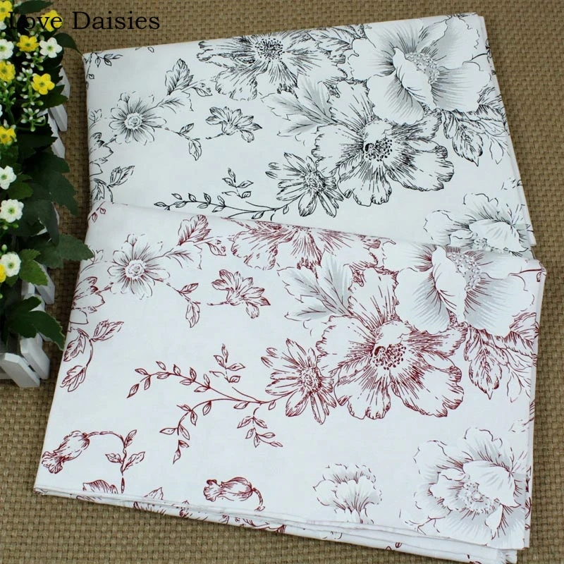 100% хлопок высокое качество предварительная усадка холст красный черный пион