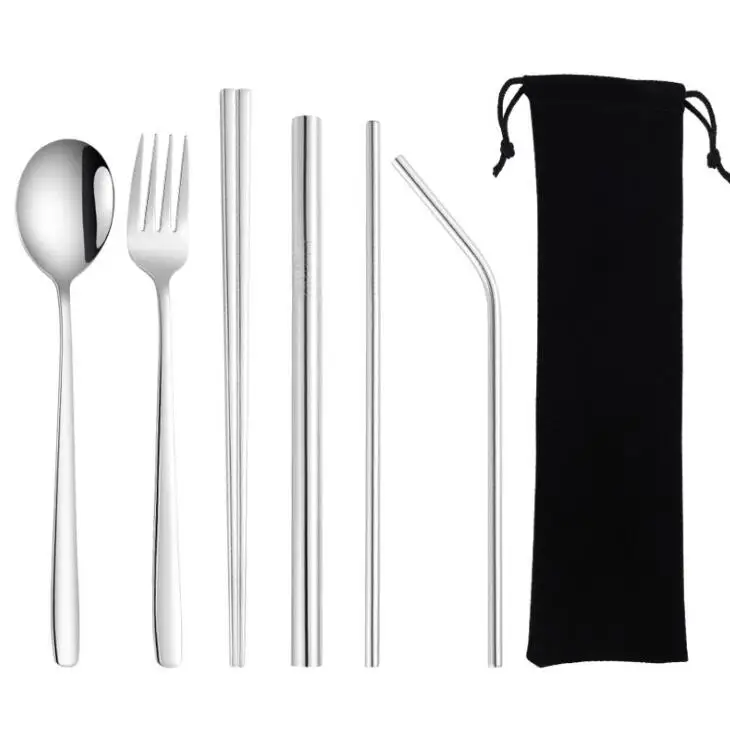 7 шт./компл. Нержавеющая сталь столовый сервиз ложки вилки палочки для еды из