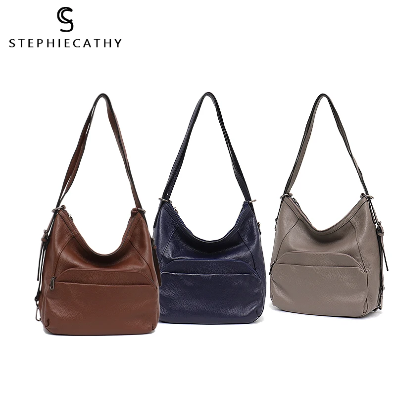 SC женские сумки из натуральной кожи коровьей большой емкости Хобо на ремне