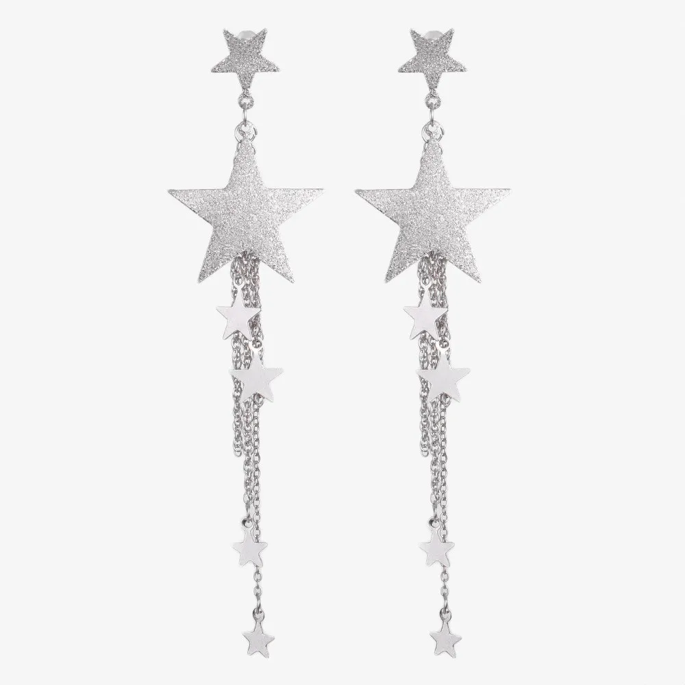 Silver Zerotime# P8 Новая мода стрельба в форме звезды, со стразами длинные кисточки висячие серьги с крючком Золото Серебро Уникальный - Окраска металла: Silver