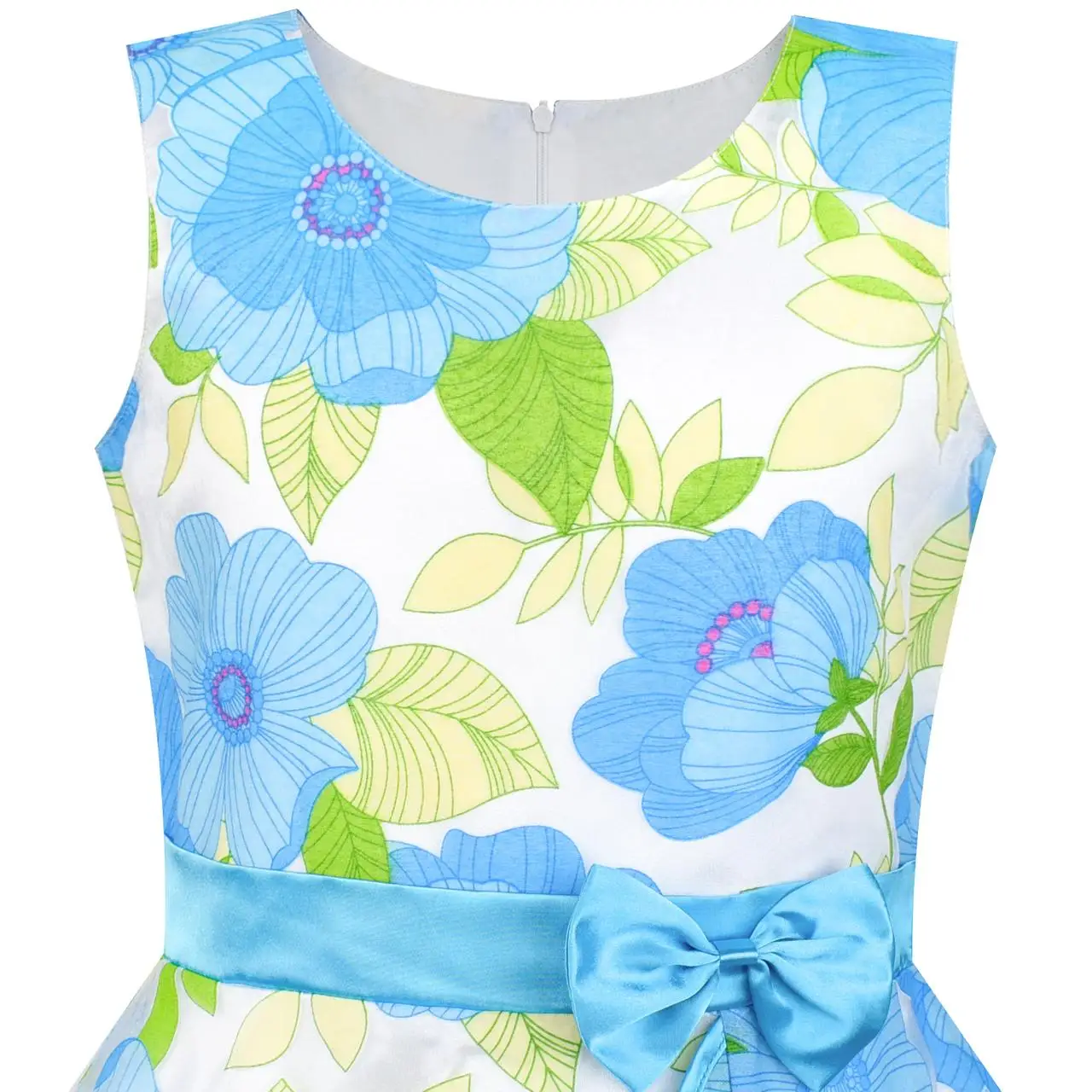 Sunny Fashion платья для девочек новогодние костюмы Синий Цветок Галстук-бабочка Тюль