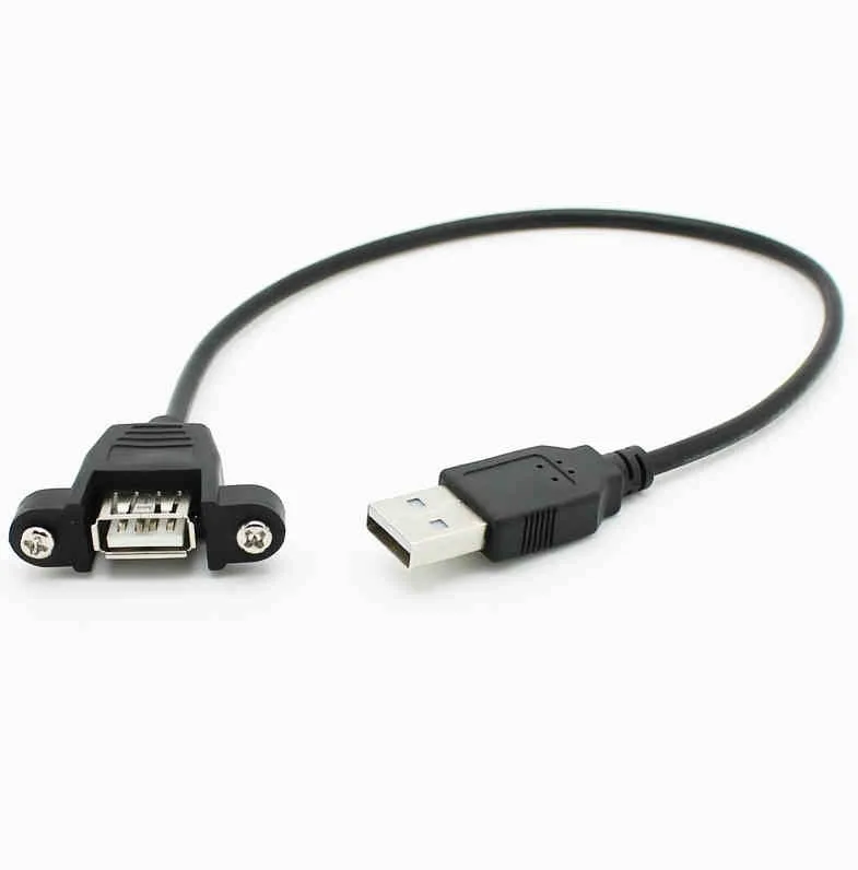 50cm Screw Lock Panel Mount USB 2.0 Type A Male to Female Extension Adapter Data Sync Power Charge Cable |