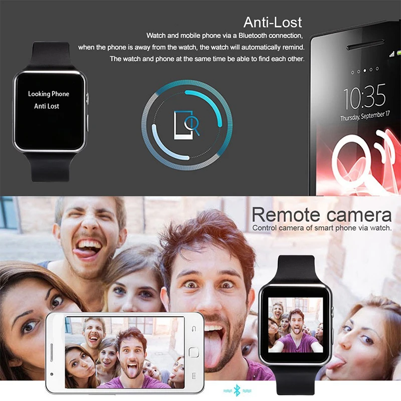 X6 Bluetooth Smart часы Поддержка sim карта TF Whatsapp Facebook с Камера Smartwatch Для мужчин наручные