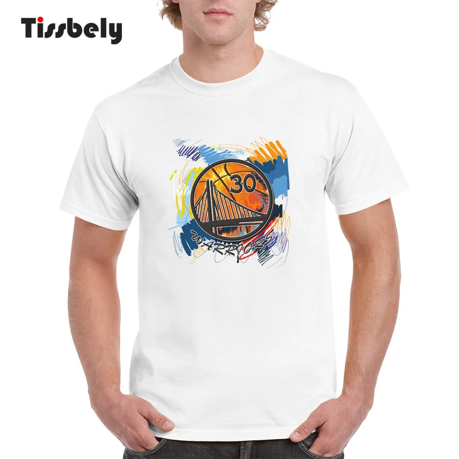 Tissbely T-shirt Design Colorful Warrios Fans Graphic Tee Shirts Men Short Sleeve Round Neck Navy Blue White Cool Tops | Мужская одежда