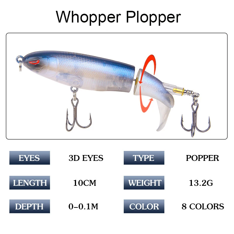 1 шт. жесткая рыболовная приманка Whopper Plopper 100 мм/13 г с крючками VMC воблер свимбейт