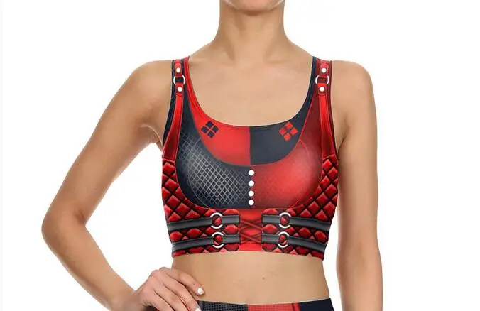 Vest Отряд Самоубийц Косплей Харли Куинн костюм летняя мода цифровая печать эластичная сила леггинсы узкие брюки жилет - Цвет: Vest