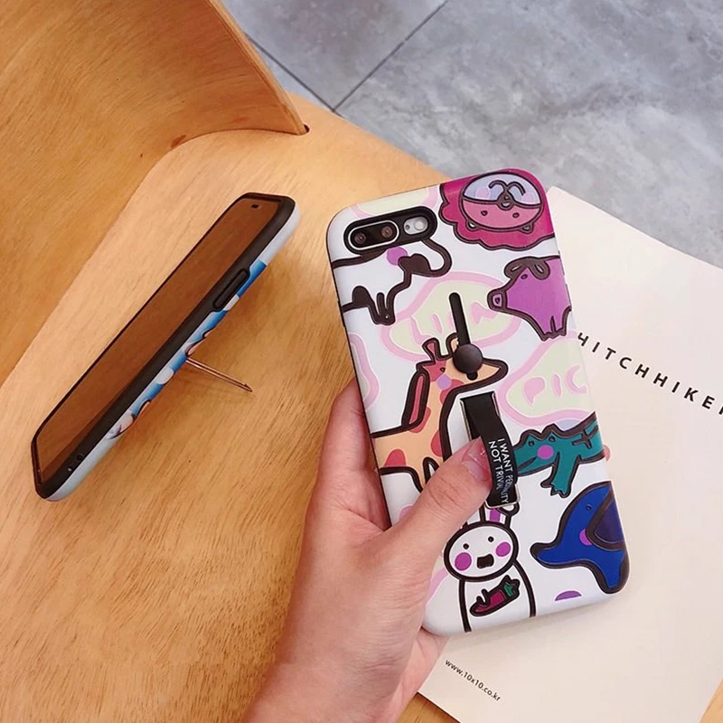 Чехол для телефона GlamPhoneCase с милым мультяшным животным кольцом iPhone XS Max чехол XR X 8 7