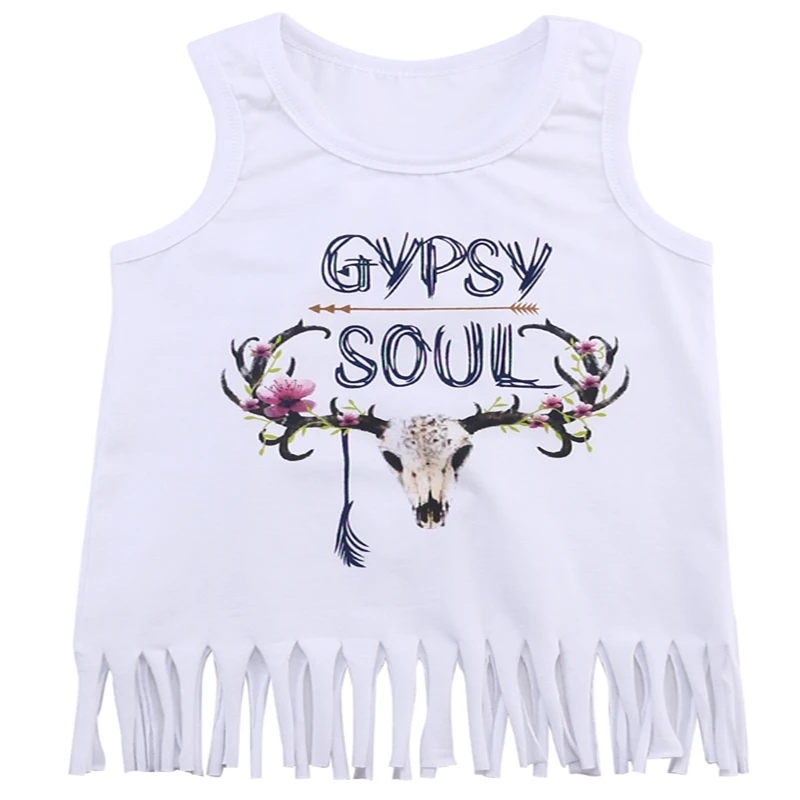 Fashion Baby Pirncess Clothing Dress Cute White Kids Girls Print GYPSY Soul Fringe Sundress Outfits | Детская одежда и обувь