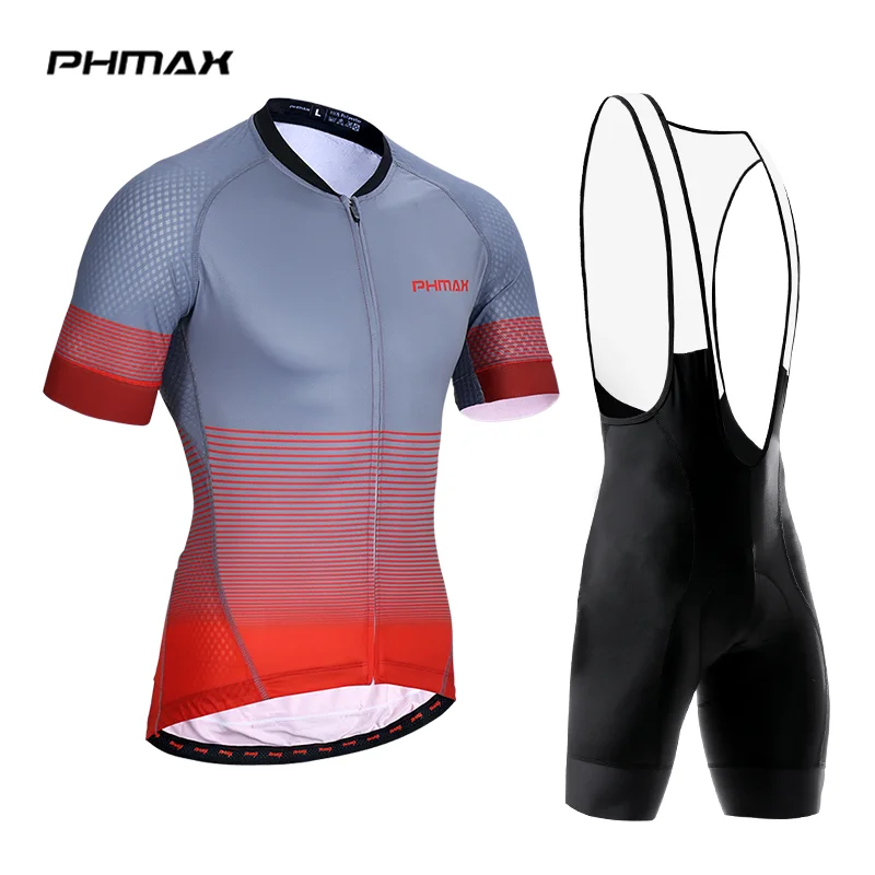 PHMAX с короткими рукавами, комплект для велоспорта, быстросохнущая MTB велосипедная одежда, летние велосипедные шорты, комплект велосипедной одежды для мужчин - Цвет: Bib Cycling Set