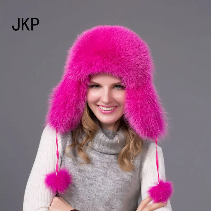 JKP 2018 шапка из натурального Лисьего меха для мужчин и женщин теплая зимняя