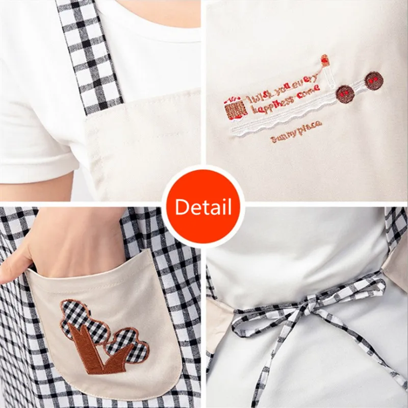 Household Apron Cotton Anti-fouling and Oil-proof Jacket Korean Plaid Waistband Labor Insurance Uniform Waiter's Restaurant | Дом и сад