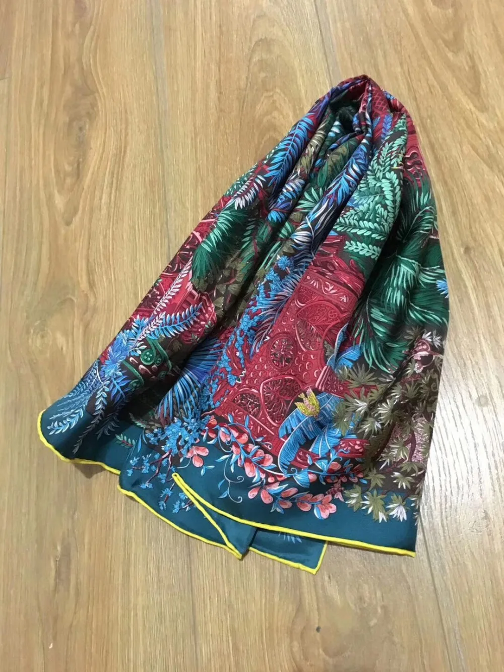 Женский шарф из 100% шелка элегантная шаль с цветочным принтом квадратная саржевая