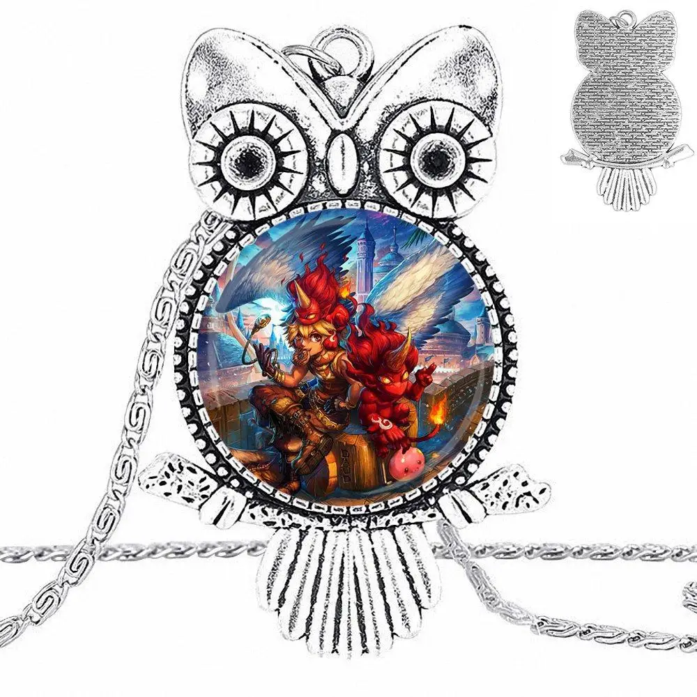EJ Glaze Yokai Yo-Kai бижутерия со стеклянными кабошонами с колье длинной подвеской Сова