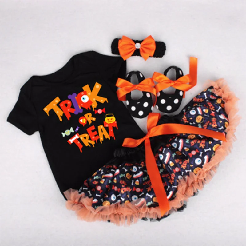 4 шт./компл. счастливый костюм на Хэллоуин для детей одежда боди маленьких девочек