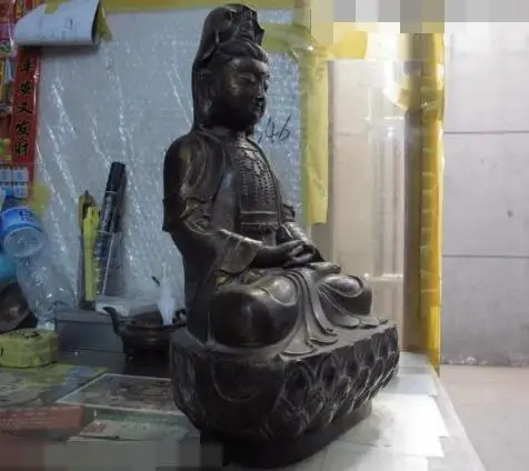 

Free shipping S03452 Chinese Buddhism bronze gild Kwan-yin bodhisattva Arya Avalokiteshvara Statue