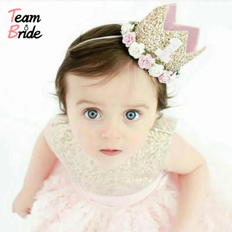 

Team Bride Happy First Birthday Party Hats Decor Cap One Birthday Hat Princess Crown 1st 2nd 3rd Year Old Number Baby Kids