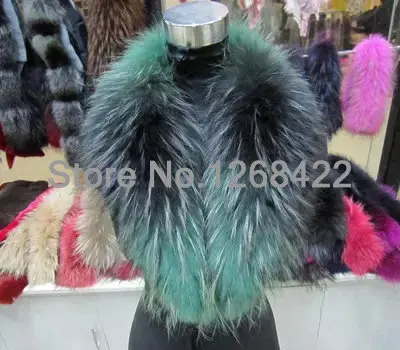 Free shopping 2014 winterThe new fashion fur collars Big raccoon fur scarf shawl collar Genuine leather fur collar multicolor