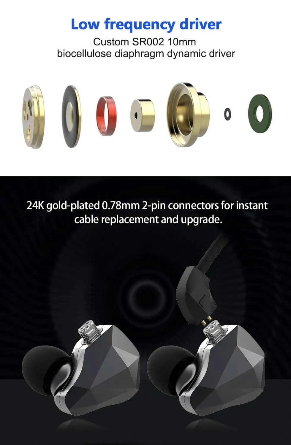

Yinyoo TopAZ 4BA+1DD 10MM Bio-Diaphragm Customized Alloy Dynamic Driver Hybrid Earphone Earbuds For AS10 ZS10pro CCA C10 C16
