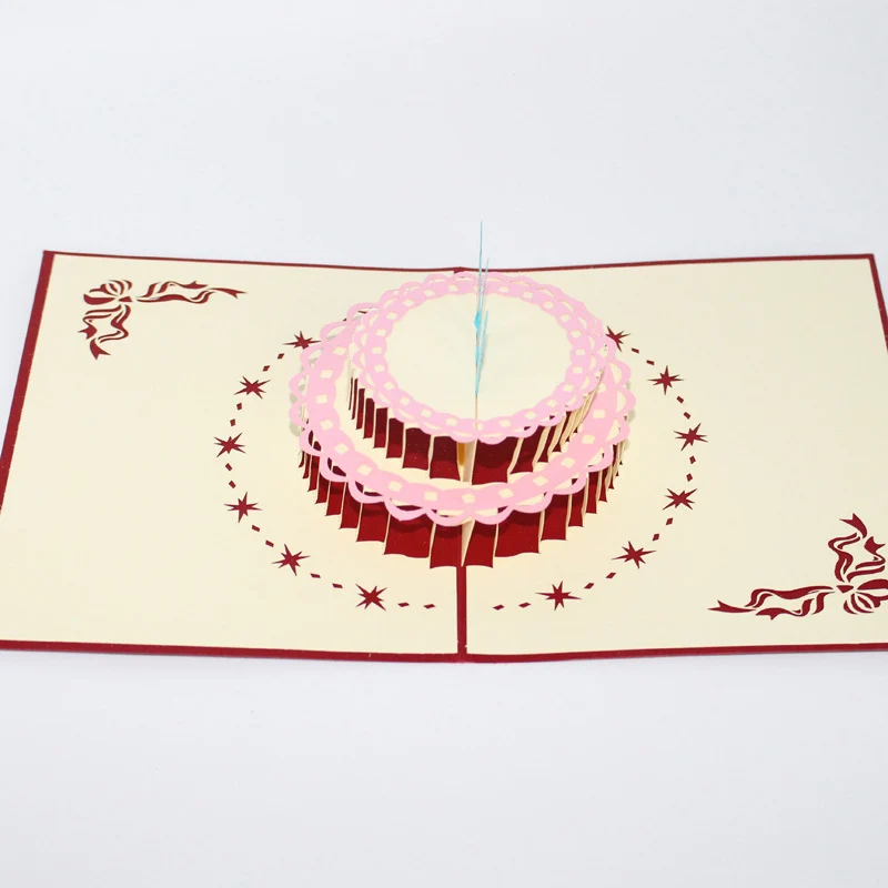 3D лазерная вырезка ручной работы резьба свеча торт на день рождения бумажные