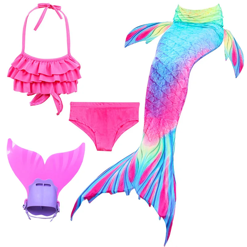 Летний купальник с хвостом Русалочки для девочек Детский костюм косплея