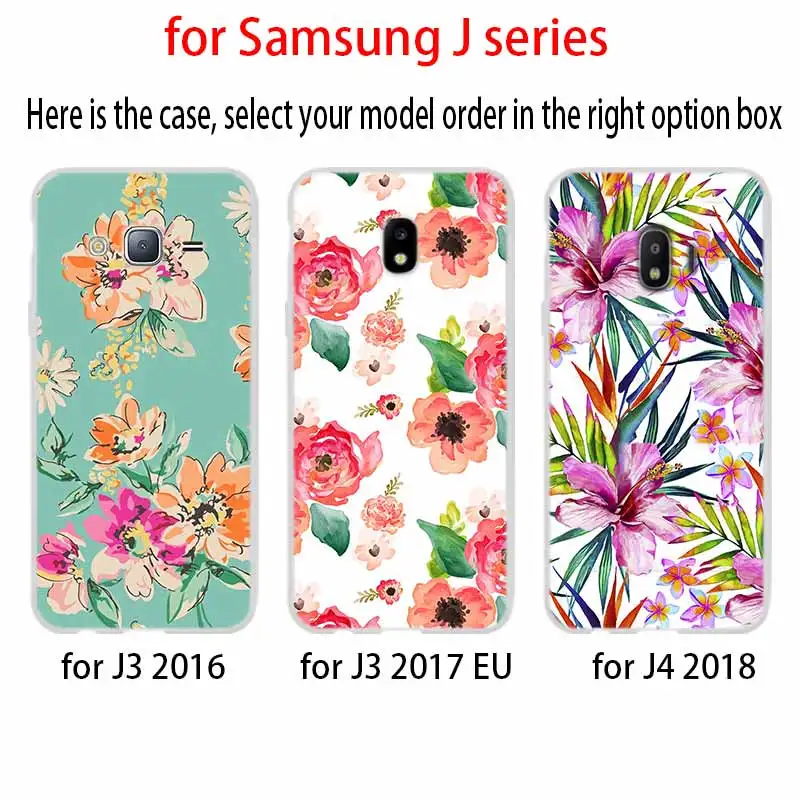Тропические листья Персиковый Цветок чехол для Samsung J8 J4 J6 Plus 2018 J5 J3 J7 2017 ЕС 2016 Prime