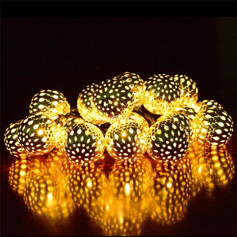 20 светодиодных гирлянд на солнечных батареях с золотым шариком для сада патио