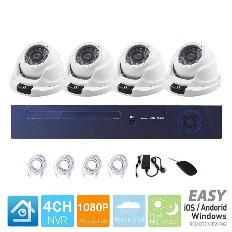 4CH 1080P Сеть POE NVR комплект CCTV система безопасности 2.0MP IP камера наружная крытая ИК