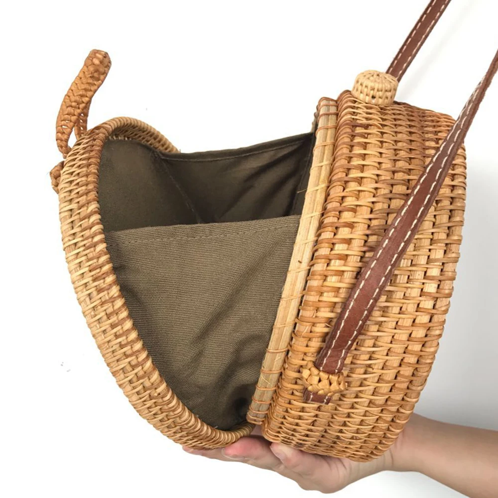 Вьетнамский Круглый соломенный мешок из ротанга сумки через плечо для женщин 2019