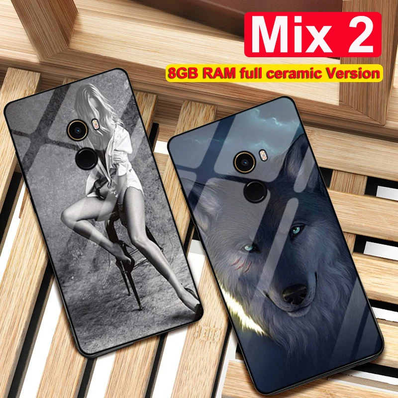 Чехол для xiaomi mi mix 2 9H Настоящее стекло + силиконовая задняя крышка Xiaomi Mix mix2 чехол 8