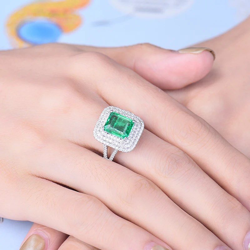 Женские кольца LOVERJEWELRY 18 карат белое золото натуральный изумруд бриллианты