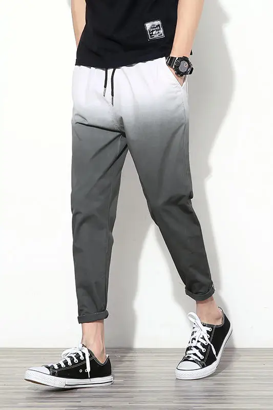 

M-5XL!!Summer male gradient color ankle length casual pants plus size slim skinny pants