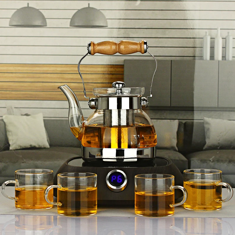 

Fashion Electric Ceramic Heater Kettle Heat Resistant Glass Teapots Office Coffee Drinkware Lemon Flower Tea Pot Kung Fu Tea Set