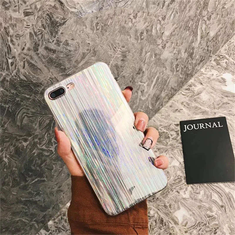 Роскошный Радужный блестящий чехол для телефона iPhone 5 5S SE 6 6S 7 8 Plus X Cool Laser Colorful Shining