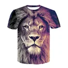 Мужская футболка, Повседневная футболка с 3D-принтом льва, с коротким рукавом, Забавный дизайн, Мужская футболка на Хэллоуин, бесплатная доставка
