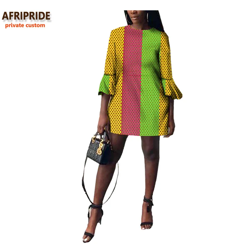 Осеннее Африканское женское платье AFRIPRIDE private custom с расклешенными рукавами