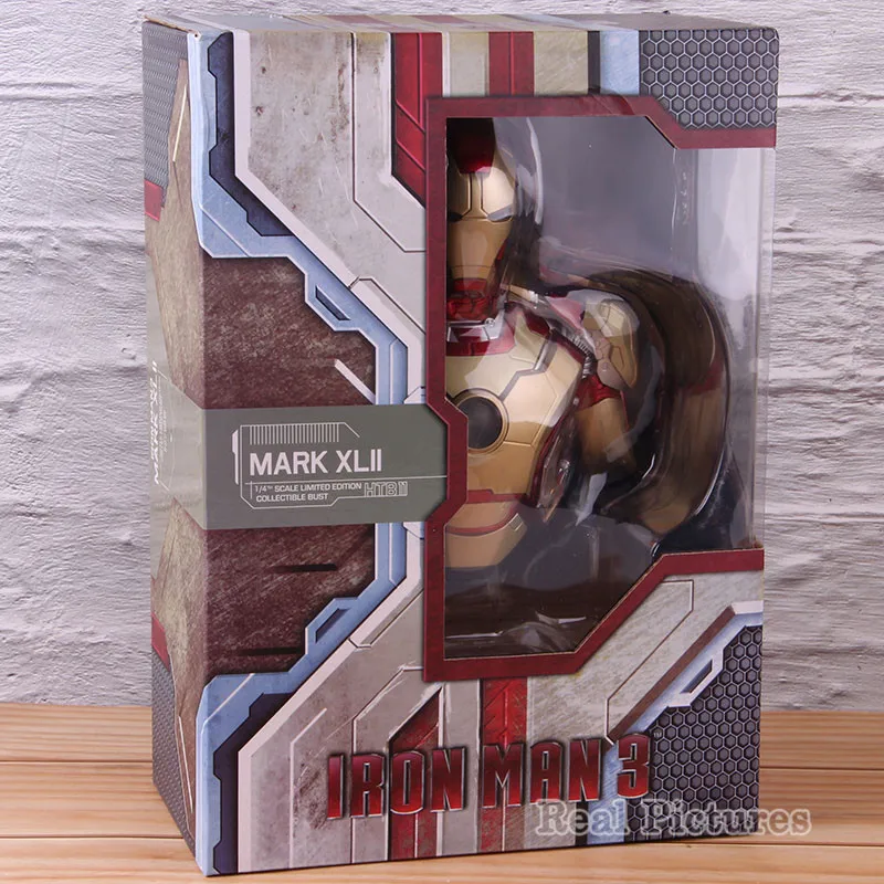 B with retail box Marvel Железный человек 3 Mark XLII MK 42 MARK XLIII MK 43 1/4 масштаб Фигурка Железный человек Бюст Статуя Коллекционная модель игрушки с светодиодный светильник - Цвет: B with retail box