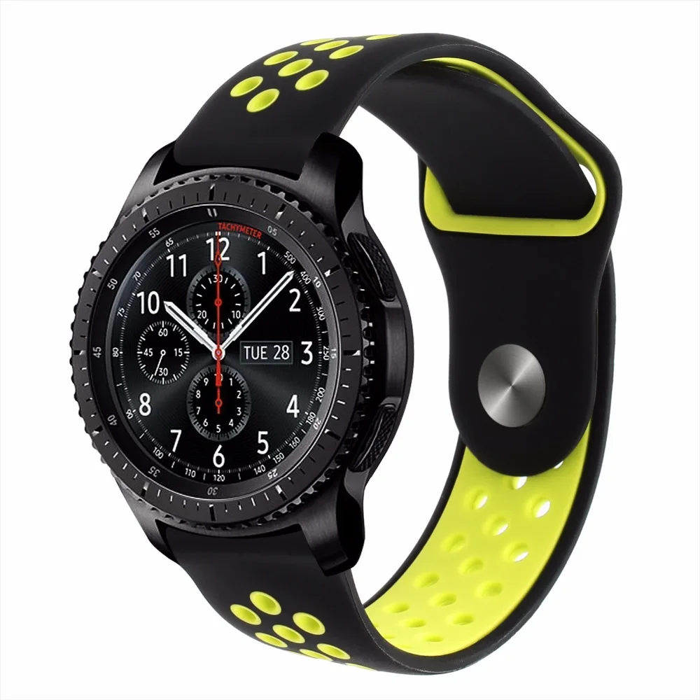 22 мм силиконовый резиновый ремешок для часов samsung gear S3 Pebble Time/сталь Ticwatch 1 Quick Release Watch Band спортивный ремешок на запястье