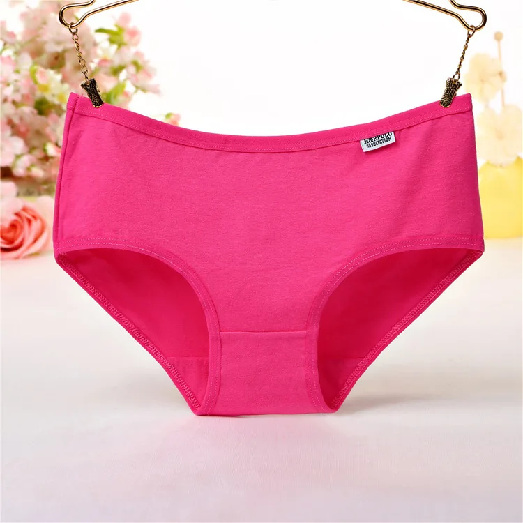 rose red Однотонные трусы для девочек-подростков; трусы для девочек; нижнее белье; однотонное студенческое нижнее белье; хлопковые трусы для девочек-подростков - Цвет: rose red