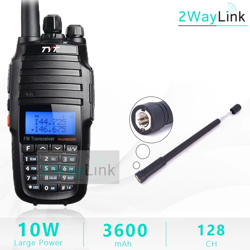Add Telescopic Ant. TYT TH-UV8000D портативная рация 10 км двухдиапазонный VHF& UHF 10 Вт 10 км любительский радиоприемник 3600 мАч функция перекрестного ретранслятора радиоприемник TYT - Цвет: Add Telescopic Ant.