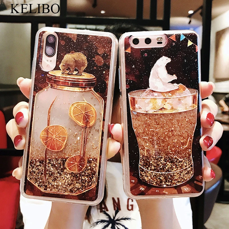 Чехол Kelibo с зыбучим песком для iPhone X 7 8 чехол телефона медведем 6 6s Plus XR XS Max