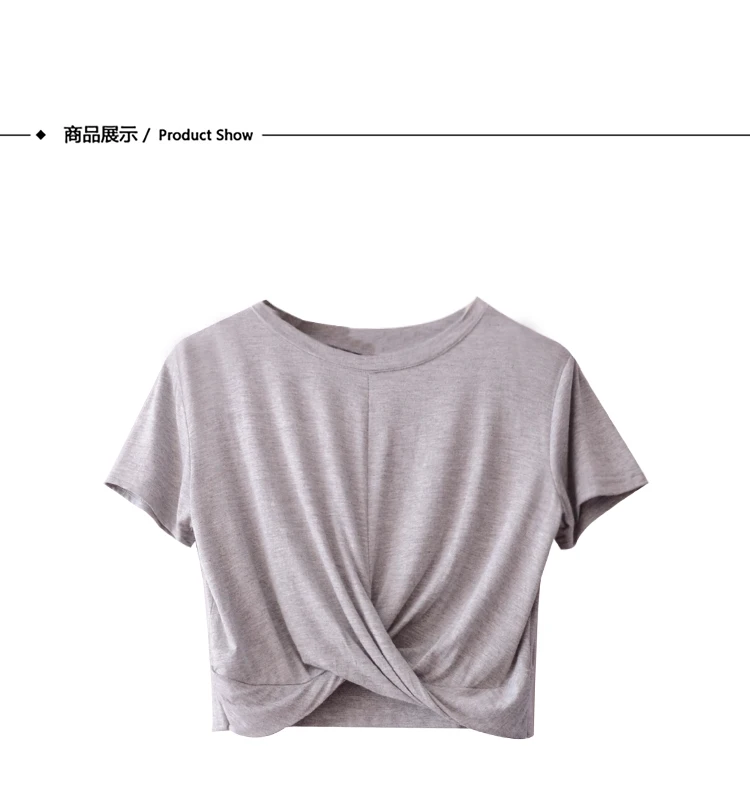 Женская Модальная плиссированная укороченная футболка с коротким рукавом