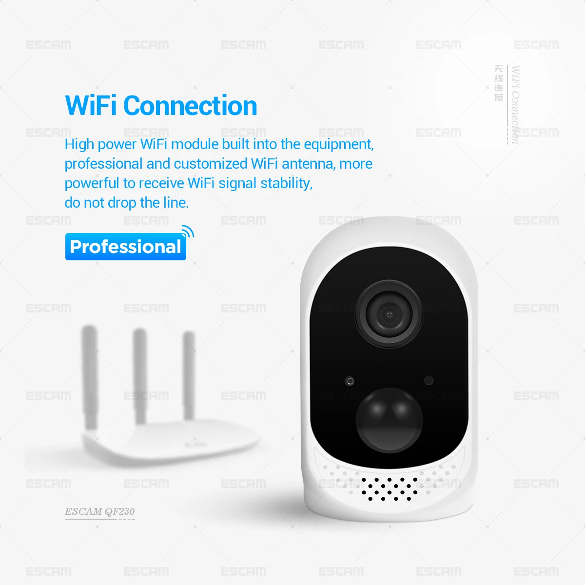 ESCAM QF230 HD 1080P 2MP IP камера безопасности P2P с батареей 10400 мАч wifi ИК PIR сигнализация ночного видения CCTV камера s