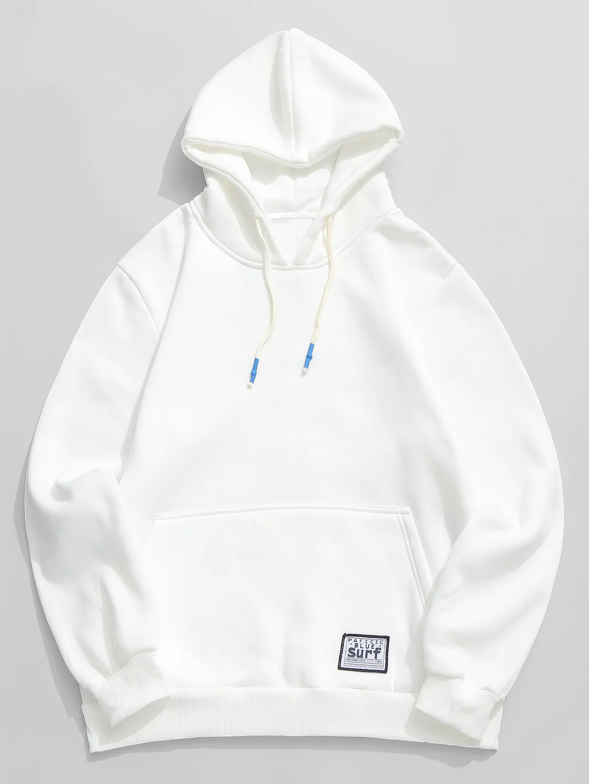 White ZAFUL мужские Базовые сплошной цветной чехол карман флисовая толстовка с капюшоном мягкий простой стиль Hoodiecuff дисплей кофты Пуловеры - Цвет: White