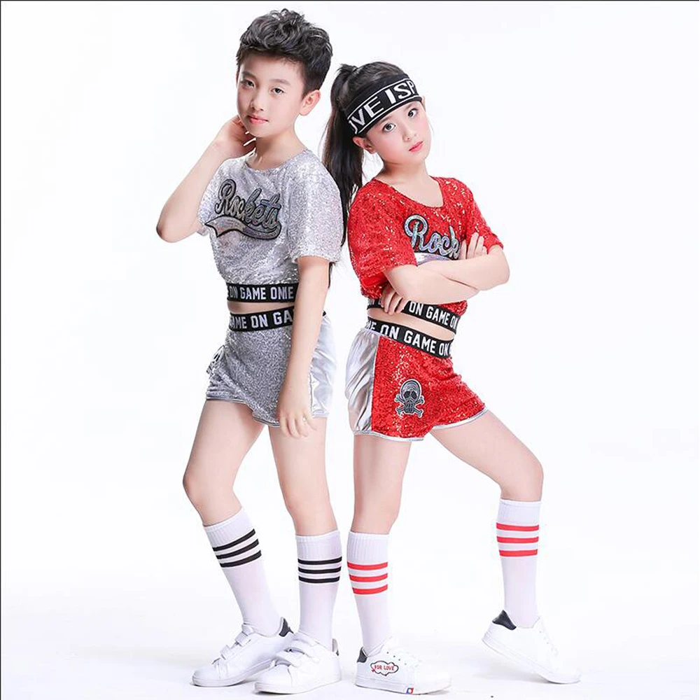 Детские костюмы для бальных танцев джаз современные танцевальные Топы + штаны в