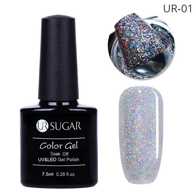 UR 01 UR SUGAR 1 бутылка 7,5 набор пластиковых бутылок для шампуней/кремов голографическая Звезда Луна блестки гель наклейки на ногти флаконы замочить от ногтей УФ гель лак - Цвет: UR 01