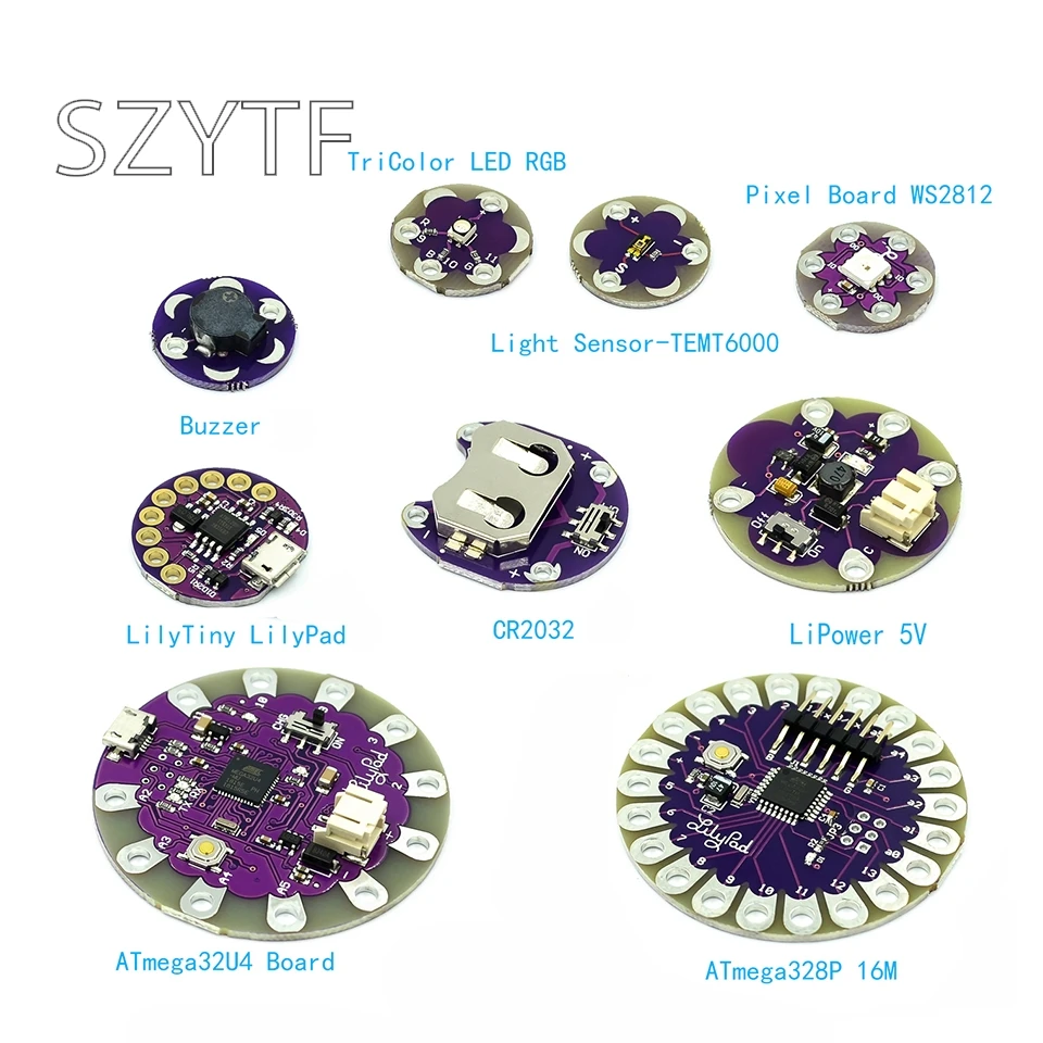 Макетная плата серии Lilypad 328 P/32U4/WS2812/Buzzer/TEMT6000/CR2032 для Arduino DIY Ki ATMEGA328P | Электронные