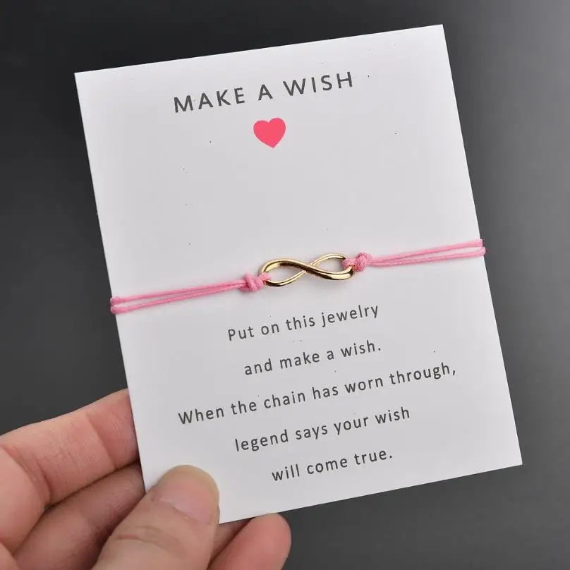 Женский Регулируемый браслет с надписью Make A Wish card простой элегантный 7 видов