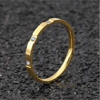 r04 titanium women men width 2mm slim rings with aaa zircon 316l stainless steel ip plating no fade good quality cheap jewelry